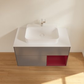 Тумба под раковину Villeroy & Boch Finion 100х50,1 см с подсветкой МДФ антрацит матовый лак/стекло белое матовое F371HBGK