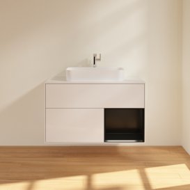 Тумба под раковину Villeroy & Boch Finion 100х50,1 см с подсветкой МДФ глянцевый белый лак/стекло белое матовое F371PDGF