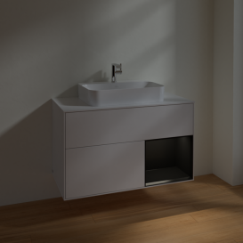 Тумба под раковину Villeroy & Boch Finion 100х50,1 см с подсветкой МДФ глянцевый белый лак/стекло белое матовое F371PDGF