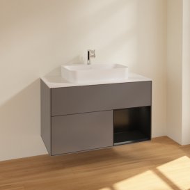 Тумба под раковину Villeroy & Boch Finion 100х50,1 см с подсветкой МДФ антрацит матовый лак/стекло белое матовое F371PDGK