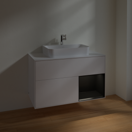 Тумба под раковину Villeroy & Boch Finion 100х50,1 см с подсветкой МДФ белый матовый лак/стекло белое матовое F371PDMT