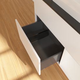 Тумба під раковину Villeroy & Boch Finion 100х50,1 см із підсвічуванням МДФ білий матовий лак/скло чорне матове F372GFMT