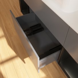 Тумба под раковину Villeroy & Boch Finion 160х50,1 см с подсветкой МДФ антрацит матовый лак/стекло белое матовое F741PDGK