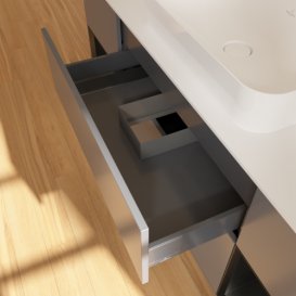 Тумба под раковину Villeroy & Boch Finion 160х50,1 см с подсветкой МДФ антрацит матовый лак/стекло белое матовое F741PDGK