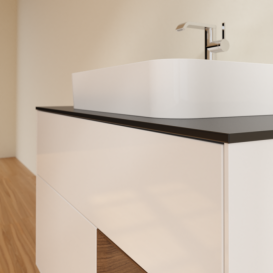 Тумба под раковину Villeroy & Boch Finion 100х50,1 см с подсветкой МДФ глянцевый белый лак/стекло черное матовое F372GNGF