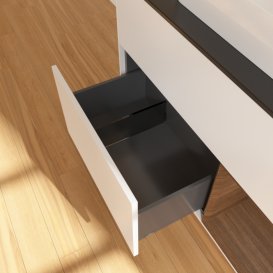 Тумба под раковину Villeroy & Boch Finion 100х50,1 см с подсветкой МДФ белый матовый лак/стекло черное матовое F372GNMT