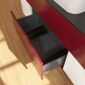 Тумба под раковину Villeroy & Boch Finion 160х50,1 см с подсветкой МДФ пион матовый лак/стекло черное матовое F742GFHB