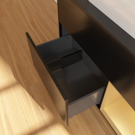 Тумба під раковину Villeroy & Boch Finion 100х50,1 см із підсвічуванням МДФ чорний матовий лак/скло чорне матове F372HFPD