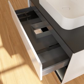 Тумба під раковину Villeroy & Boch Finion 100х50,1 см з підсвіткою МДФ білий глянцевий лак/скло чорне матове F372PDGF