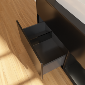 Тумба під раковину Villeroy & Boch Finion 100х50,1 см із підсвічуванням МДФ чорний матовий лак/скло чорне матове F372PDPD