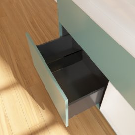 Тумба під раковину Villeroy & Boch Finion 100х50,1 см із підсвічуванням МДФ оливковий матовий лак/скло біле матове F371GFGM