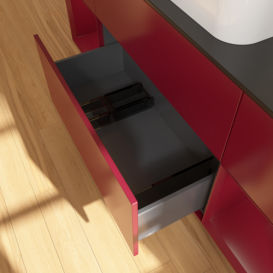 Тумба под раковину Villeroy & Boch Finion 160х50,1 см с подсветкой МДФ пион матовый лак/стекло черное матовое F742HBHB