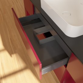 Тумба под раковину Villeroy & Boch Finion 160х50,1 см с подсветкой МДФ пион матовый лак/стекло черное матовое F742HBHB