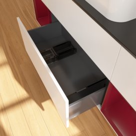 Тумба під раковину Villeroy & Boch Finion 160х50,1 см із підсвічуванням МДФ білий матовий лак/скло чорне матове F742HBMT