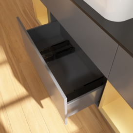 Тумба під раковину Villeroy & Boch Finion 160х50,1 см із підсвічуванням МДФ антрацит матовий лак/скло чорне матове F742HFGK