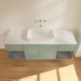 Тумба под раковину Villeroy & Boch Finion 160х50,1 см с подсветкой МДФ оливковый матовый лак/стекло белое матовое F741GKGM