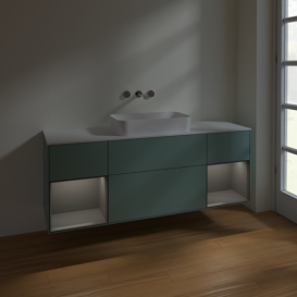 Тумба под раковину Villeroy & Boch Finion 160х50,1 см с подсветкой МДФ оливковый матовый лак/стекло белое матовое F741GKGM