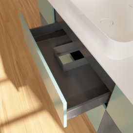 Тумба под раковину Villeroy & Boch Finion 160х50,1 см с подсветкой МДФ оливковый матовый лак/стекло белое матовое F741GKGM