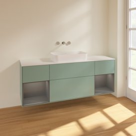 Тумба под раковину Villeroy & Boch Finion 160х50,1 см с подсветкой МДФ оливковый матовый лак/стекло белое матовое F741GKGM