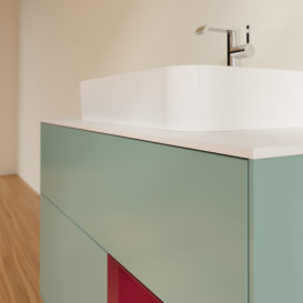 Тумба под раковину Villeroy & Boch Finion 100х50,1 см с подсветкой МДФ оливковый матовый лак/стекло белое матовое F371HBGM