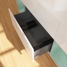 Тумба под раковину Villeroy & Boch Finion 160х50,1 см с подсветкой МДФ глянцевый белый лак/стекло белое матовое F741GMGF