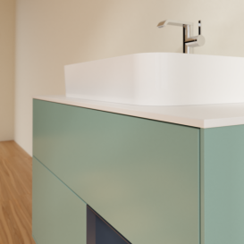 Тумба під раковину Villeroy & Boch Finion 100х50,1 см із підсвічуванням МДФ оливковий матовий лак/скло біле матове F371HGGM