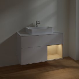 Тумба під раковину Villeroy & Boch Finion 100х50,1 см з підсвіткою МДФ білий глянцевий лак/скло біле матове F371PCGF