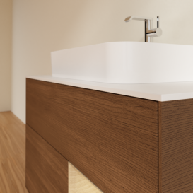 Тумба під раковину Villeroy & Boch Finion 100х50,1 см із підсвічуванням МДФ шпон волоського горіха/скло біле матове F371PCGN