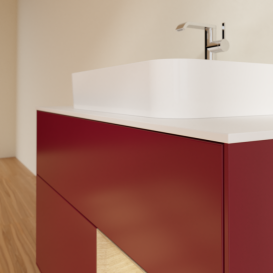 Тумба під раковину Villeroy & Boch Finion 100х50,1 см з підсвічуванням МДФ півонія матовий лак/скло біле матове F371PCHB