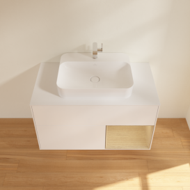 Тумба под раковину Villeroy & Boch Finion 100х50,1 см с подсветкой МДФ белый матовый лак/стекло белое матовое F371PCMT