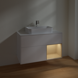 Тумба под раковину Villeroy & Boch Finion 100х50,1 см с подсветкой МДФ белый матовый лак/стекло белое матовое F371PCMT