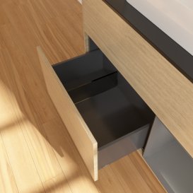 Тумба под раковину Villeroy & Boch Finion 100х50,1 см с подсветкой МДФ шпон дуба/стекло черное матовое F372GKPC