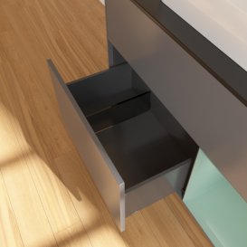 Тумба під раковину Villeroy & Boch Finion 100х50,1 см з підсвічуванням МДФ антрацит матовий лак/скло чорне матове F372GMGK