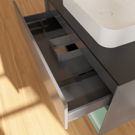 Тумба під раковину Villeroy & Boch Finion 100х50,1 см з підсвічуванням МДФ антрацит матовий лак/скло чорне матове F372GMGK