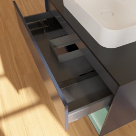 Тумба під раковину Villeroy & Boch Finion 100х50,1 см із підсвічуванням МДФ темно-синій матовий лак/скло чорне матове F372GMHG