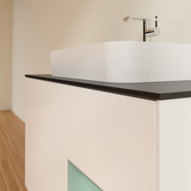 Тумба под раковину Villeroy & Boch Finion 100х50,1 см с подсветкой МДФ белый матовый лак/стекло черное матовое F372GMMT