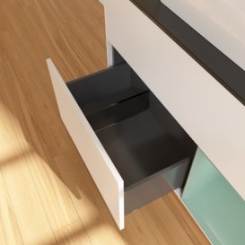 Тумба під раковину Villeroy & Boch Finion 100х50,1 см із підсвічуванням МДФ білий матовий лак/скло чорне матове F372GMMT