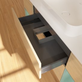 Тумба под раковину Villeroy & Boch Finion 160х50,1 см с подсветкой МДФ шпон дуба/стекло белое матовое F741GMPC