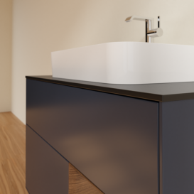 Тумба под раковину Villeroy & Boch Finion 100х50,1 см с подсветкой МДФ темно-синий матовый лак/стекло черное матовое F372GNHG