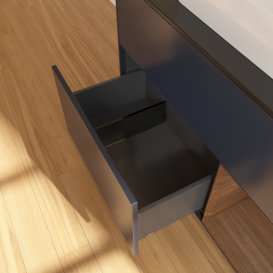 Тумба под раковину Villeroy & Boch Finion 100х50,1 см с подсветкой МДФ темно-синий матовый лак/стекло черное матовое F372GNHG