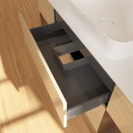 Тумба под раковину Villeroy & Boch Finion 160х50,1 см с подсветкой МДФ шпон дуба/стекло белое матовое F741GNPC