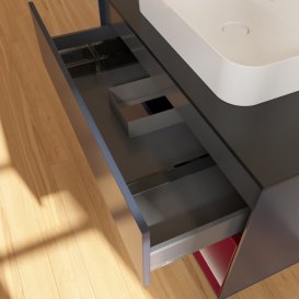 Тумба под раковину Villeroy & Boch Finion 100х50,1 см с подсветкой МДФ темно-синий матовый лак/стекло черное матовое F372HBHG