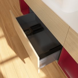 Тумба под раковину Villeroy & Boch Finion 160х50,1 см с подсветкой МДФ шпон дуба/стекло белое матовое F741HBPC