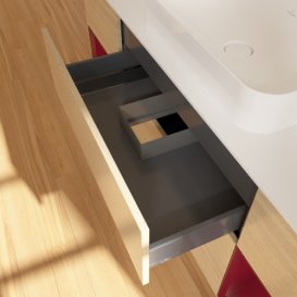 Тумба под раковину Villeroy & Boch Finion 160х50,1 см с подсветкой МДФ шпон дуба/стекло белое матовое F741HBPC