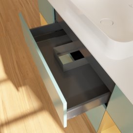 Тумба под раковину Villeroy & Boch Finion 160х50,1 см с подсветкой МДФ оливковый матовый лак/стекло белое матовое F741HFGM