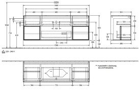 Тумба под раковину Villeroy & Boch Finion 160х50,1 см с подсветкой МДФ темно-синий матовый лак/стекло белое матовое F741HFHG