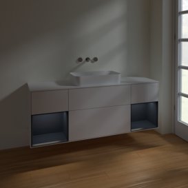 Тумба под раковину Villeroy & Boch Finion 160х50,1 см с подсветкой МДФ глянцевый белый лак/стекло белое матовое F741HGGF
