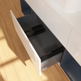 Тумба под раковину Villeroy & Boch Finion 160х50,1 см с подсветкой МДФ глянцевый белый лак/стекло белое матовое F741HGGF