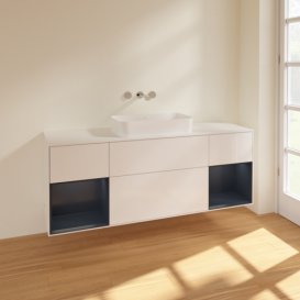 Тумба под раковину Villeroy & Boch Finion 160х50,1 см с подсветкой МДФ глянцевый белый лак/стекло белое матовое F741HGGF