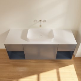 Тумба под раковину Villeroy & Boch Finion 160х50,1 см с подсветкой МДФ антрацит матовый лак/стекло белое матовое F741HGGK